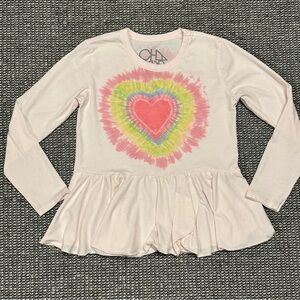 Cha Sor Kids Pastel Tie-Dye Heart Long Sleeve Top